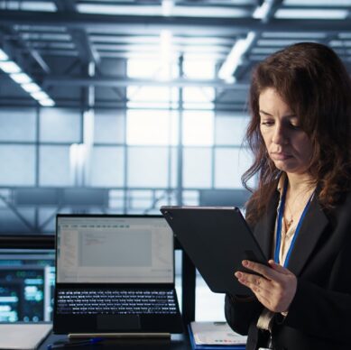 admin-data-center-using-artificial-intelligence-tech-tablet